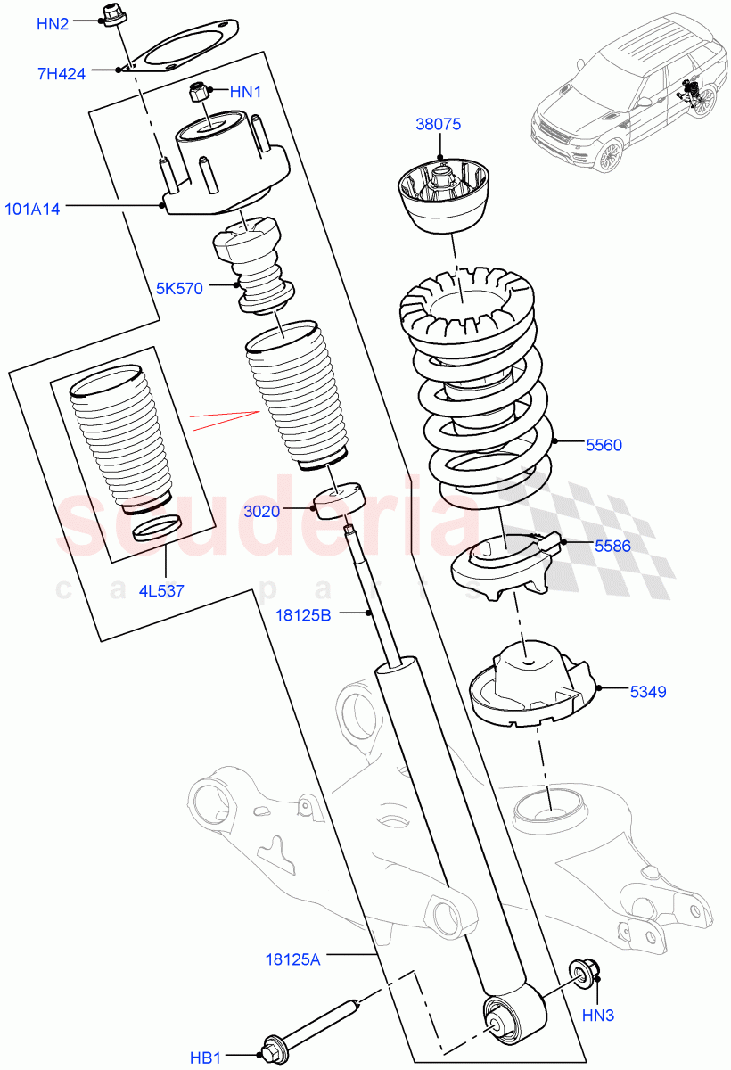 Rear Springs And Shock Absorbers (With Standard Duty Coil Spring Susp) ((V) FROMHA000001) of Land Rover Land Rover Range Rover Sport (2014+) [3.0 DOHC GDI SC V6 Petrol]