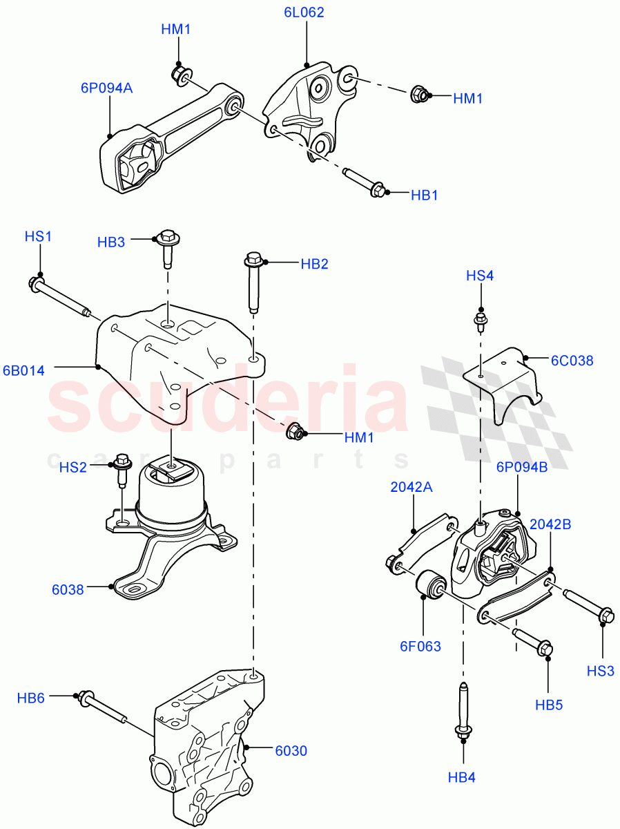 Engine Mounting (2.0L I4 DSL MID DOHC AJ200, Halewood (UK), 2.0L I4 DSL HIGH DOHC AJ200) ((V) FROMGH000001) of Land Rover Land Rover Range Rover Evoque (2012-2018) [2.0 Turbo Diesel]