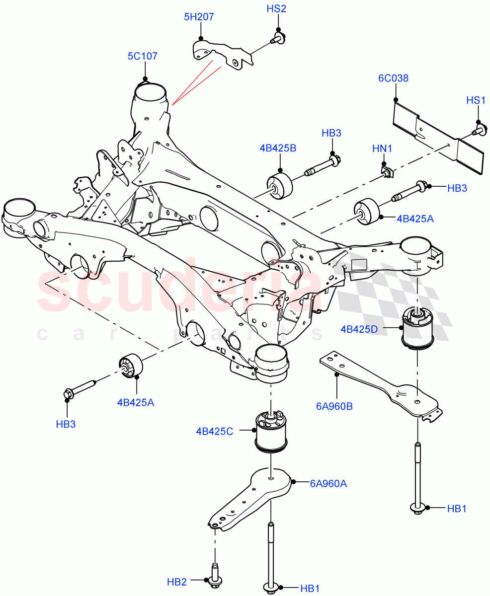 Rear Cross Member & Stabilizer Bar (Crossmember) (Changsu (China), Electric Engine Battery-PHEV) ((V) FROMKG446857) of Land Rover Land Rover Discovery Sport (2015+) [1.5 I3 Turbo Petrol AJ20P3]