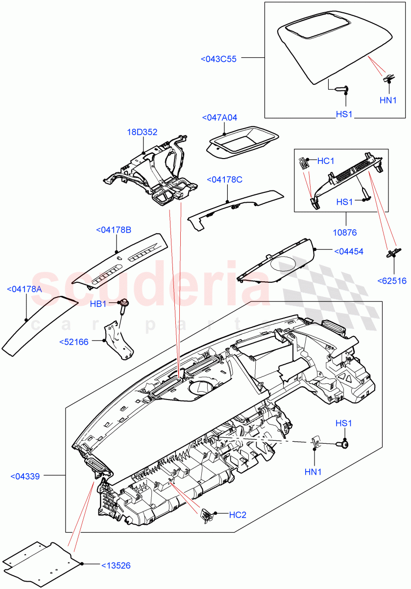 Instrument Panel (External Components, Upper) (Head Up Display) of Land Rover Land Rover Range Rover Velar (2017+) [5.0 OHC SGDI SC V8 Petrol]