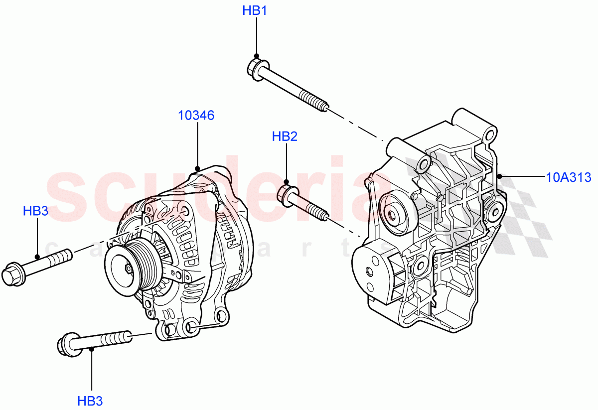 Alternator And Mountings (AJ Petrol 4.4 V8 EFI (220KW), AJ Petrol 4.2 V8 Supercharged) ((V) TO9A999999) of Land Rover Land Rover Range Rover Sport (2005-2009) [4.2 Petrol V8 Supercharged]