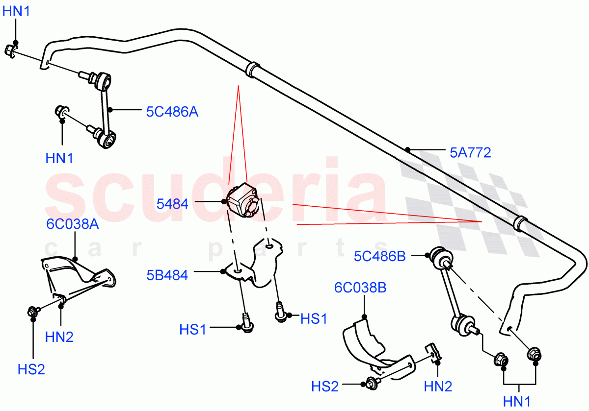 Rear Cross Member & Stabilizer Bar (Stabilizer Bar) (Halewood (UK)) ((V) TOKH999999) of Land Rover Land Rover Discovery Sport (2015+) [2.0 Turbo Diesel AJ21D4]