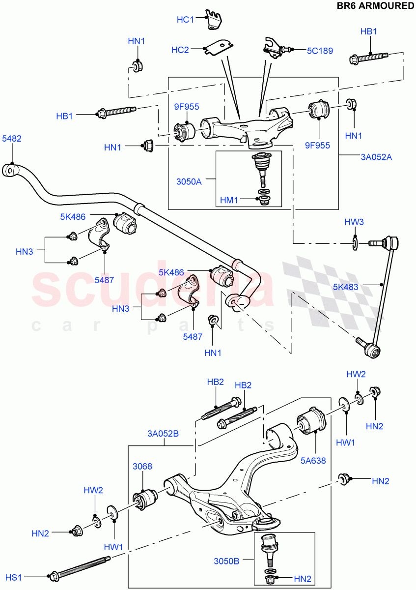 Front Susp.Arms/Stabilizer/X-Member (With B6 Level Armouring) ((V) FROMAA000001) of Land Rover Land Rover Discovery 4 (2010-2016) [4.0 Petrol V6]