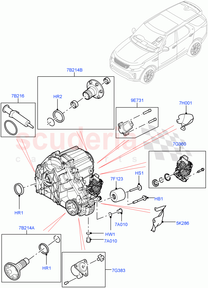 Transfer Drive Components (Nitra Plant Build) (With 2 Spd Trans Case With Ctl Trac) ((V) FROMK2000001, (V) TOL2999999) of Land Rover Land Rover Discovery 5 (2017+) [3.0 DOHC GDI SC V6 Petrol]