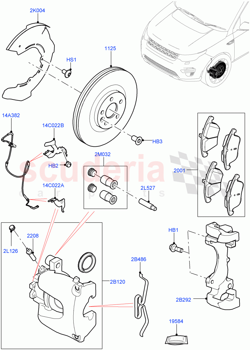 Front Brake Discs And Calipers (Halewood (UK), Disc Brake Size Frt 17/RR 17, Front Disc And Caliper Size 17, Disc Brake Size Frt 17/RR 16) ((V) FROMLH000001) of Land Rover Land Rover Discovery Sport (2015+) [2.0 Turbo Petrol GTDI]