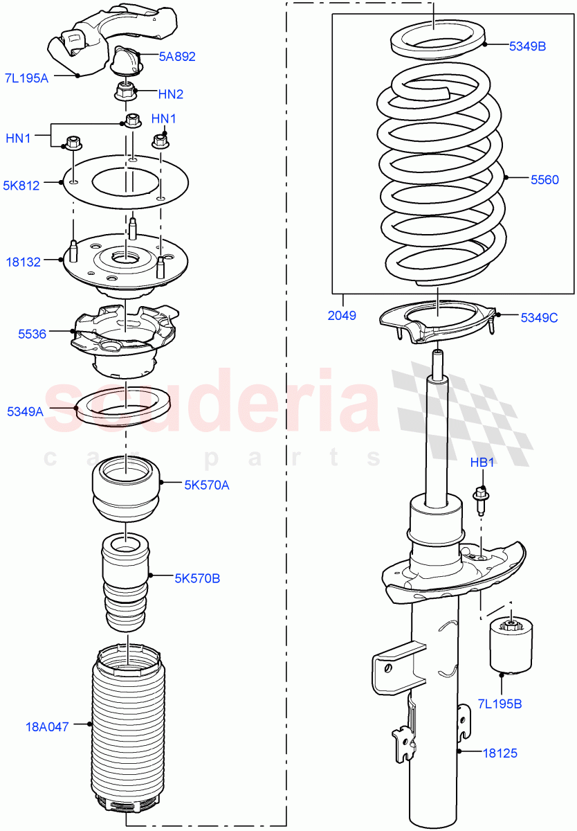 Rear Springs And Shock Absorbers (2 Door Convertible, Halewood (UK)) ((V) FROMGH125984) of Land Rover Land Rover Range Rover Evoque (2012-2018) [2.0 Turbo Petrol AJ200P]