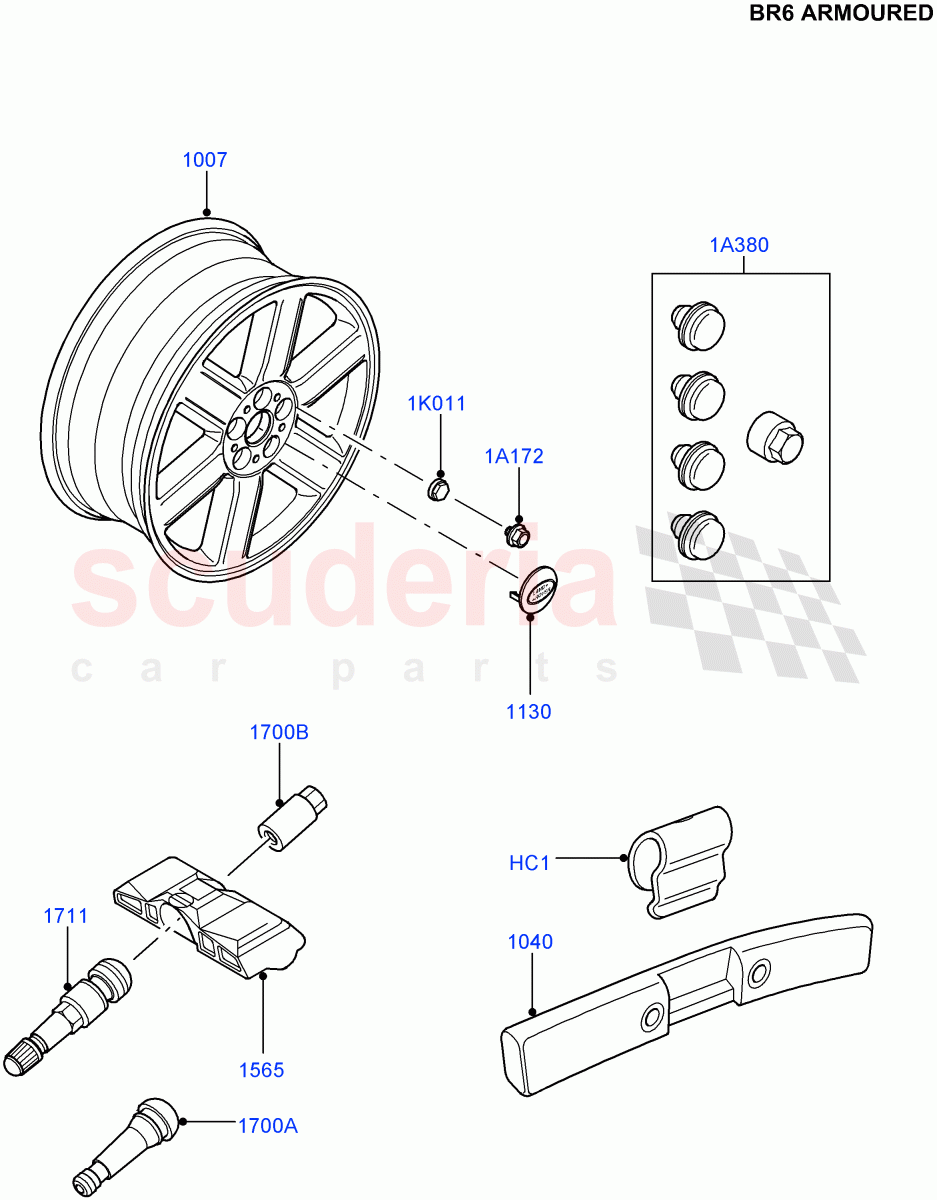 Wheels (With B6 Level Armouring) ((V) FROMAA000001) of Land Rover Land Rover Range Rover (2010-2012) [5.0 OHC SGDI NA V8 Petrol]