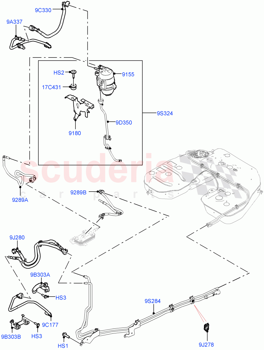 Fuel Lines (Nitra Plant Build) (3.0L AJ20D6 Diesel High) ((V) FROMM2000001) of Land Rover Land Rover Defender (2020+) [3.0 I6 Turbo Diesel AJ20D6]