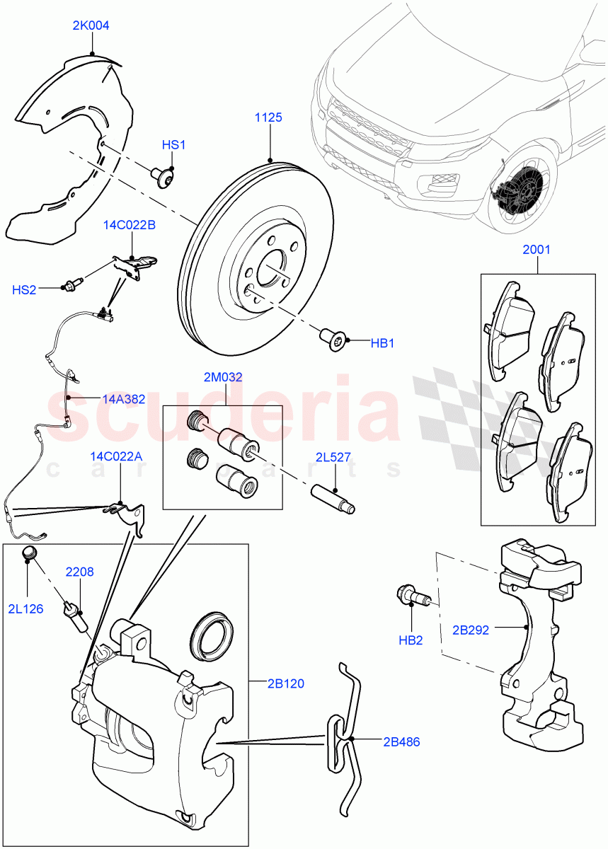 Front Brake Discs And Calipers (Itatiaia (Brazil), Front Disc And Caliper Size 17) ((V) FROMGT000001) of Land Rover Land Rover Range Rover Evoque (2012-2018) [2.0 Turbo Diesel]