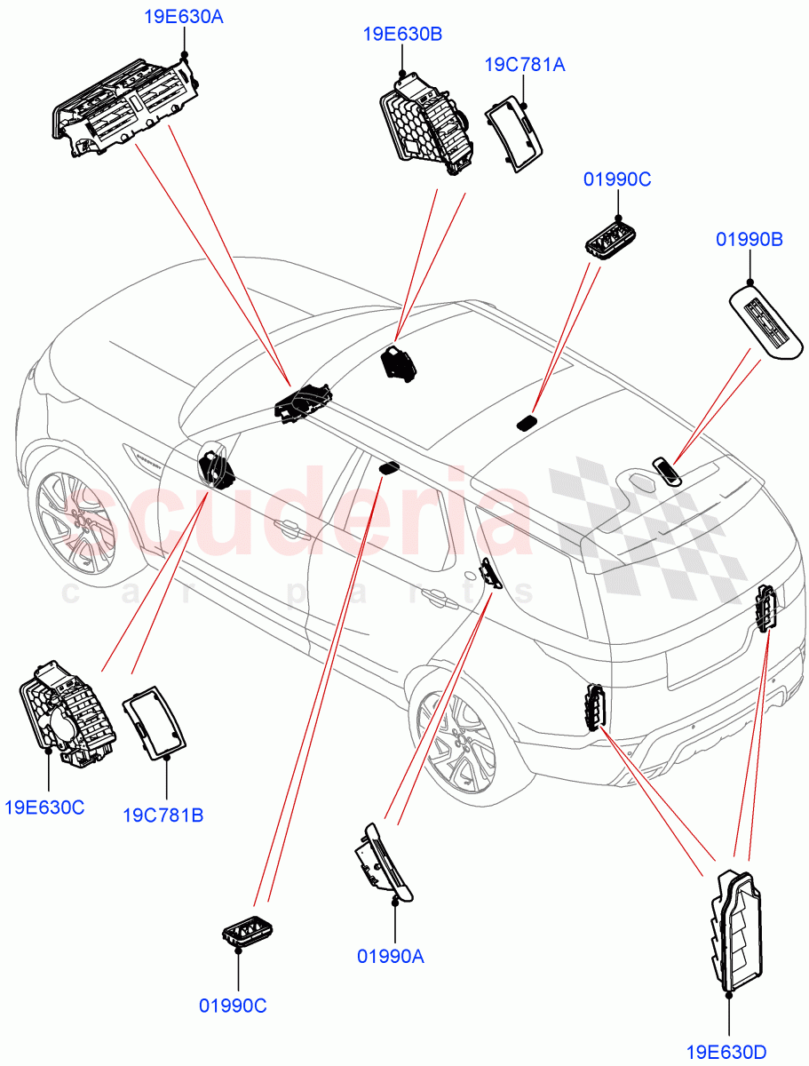 Air Vents, Louvres And Ducts (Solihull Plant Build, External Components) ((V) FROMHA000001) of Land Rover Land Rover Discovery 5 (2017+) [2.0 Turbo Diesel]
