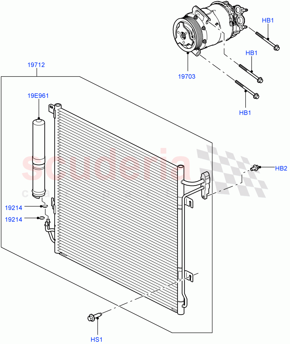 Air Conditioning Condensr/Compressr (5.0L OHC SGDI NA V8 Petrol - AJ133) ((V) FROMAA000001) of Land Rover Land Rover Discovery 4 (2010-2016) [3.0 DOHC GDI SC V6 Petrol]