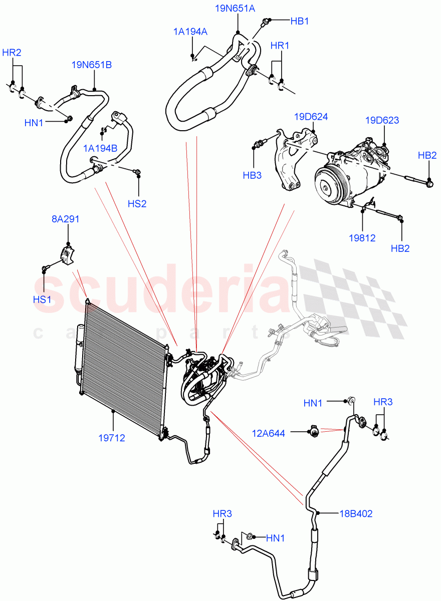 Air Conditioning Condensr/Compressr (Nitra Plant Build, Front) (3.0L AJ20P6 Petrol High) ((V) FROMM2000001) of Land Rover Land Rover Discovery 5 (2017+) [3.0 I6 Turbo Petrol AJ20P6]