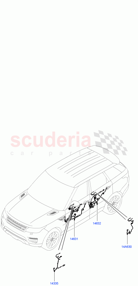 Electrical Wiring - Body And Rear (Front And Rear Doors) ((V) TOGA999999) of Land Rover Land Rover Range Rover Sport (2014+) [3.0 DOHC GDI SC V6 Petrol]