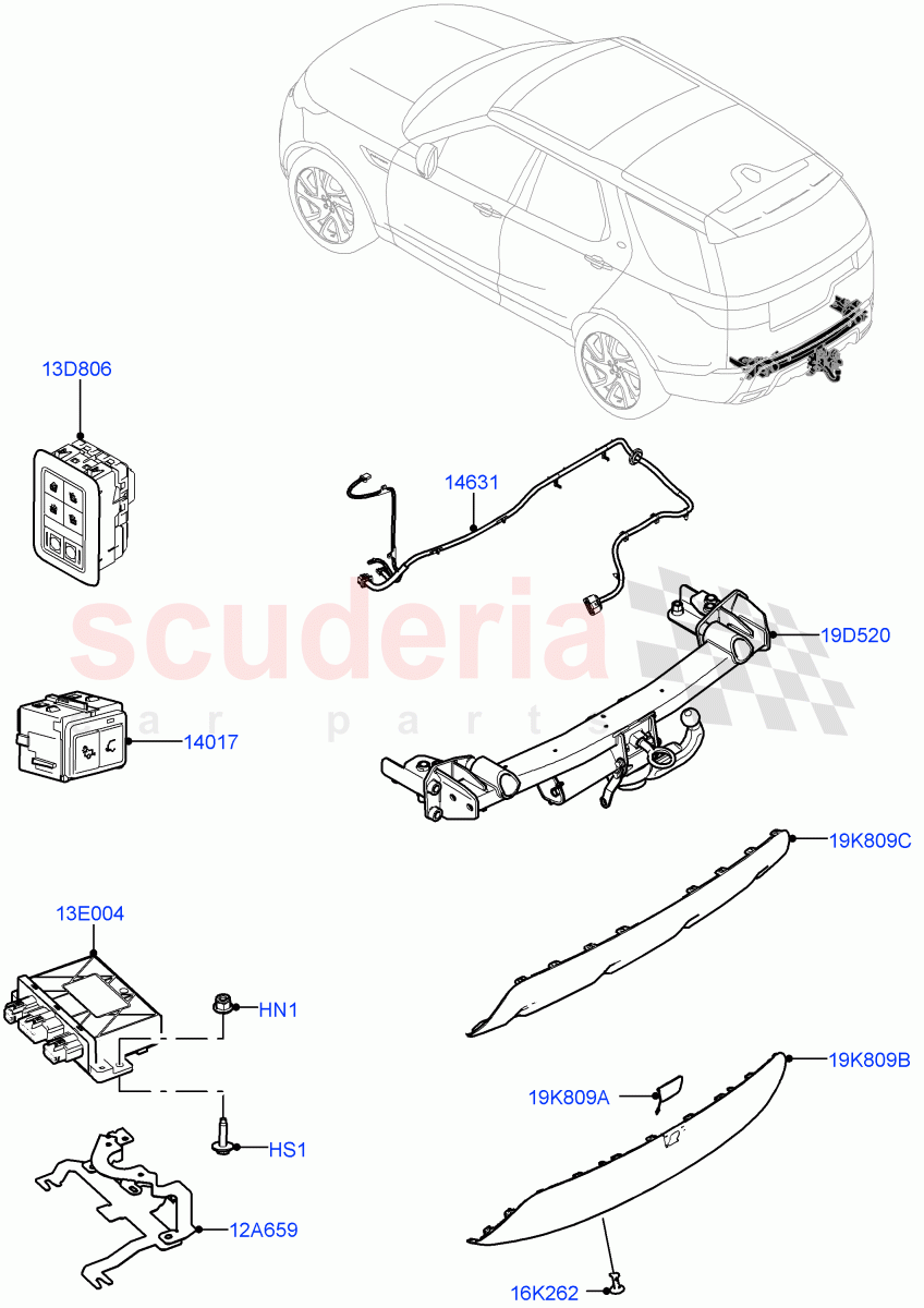 Towing Equipment (Electric Deployable Tow Bar) ((-) "CDN/USA") of Land Rover Land Rover Discovery 5 (2017+) [3.0 DOHC GDI SC V6 Petrol]