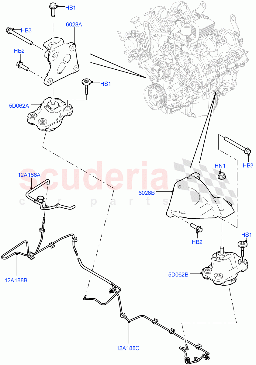 Engine Mounting (4.4L DOHC DITC V8 Diesel) of Land Rover Land Rover Range Rover (2012-2021) [3.0 DOHC GDI SC V6 Petrol]