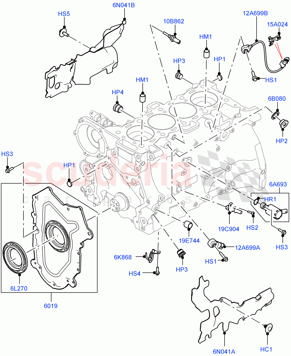 Cylinder Block And Plugs (Nitra Plant Build) (2.0L I4 High DOHC AJ200 Petrol) ((V) FROMK2000001) of Land Rover Land Rover Defender (2020+) [2.0 Turbo Petrol AJ200P]