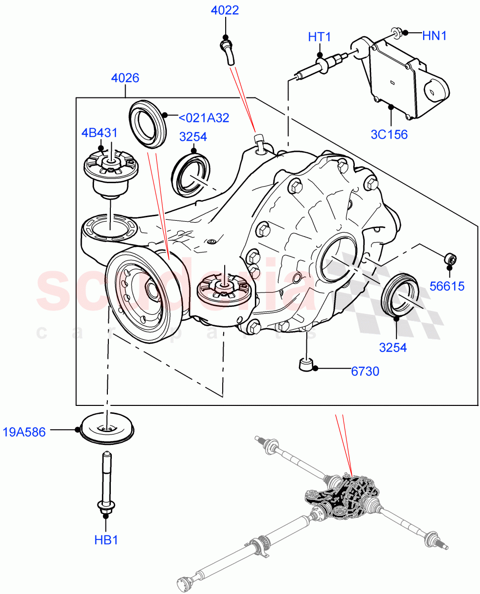 Rear Axle (3.0L AJ20P6 Petrol High, Rear Axle Open Diff w/TVBB, 3.0L AJ20D6 Diesel High, 2.0L AJ200P Hi PHEV) ((V) FROMMA000001) of Land Rover Land Rover Range Rover Velar (2017+) [3.0 I6 Turbo Petrol AJ20P6]