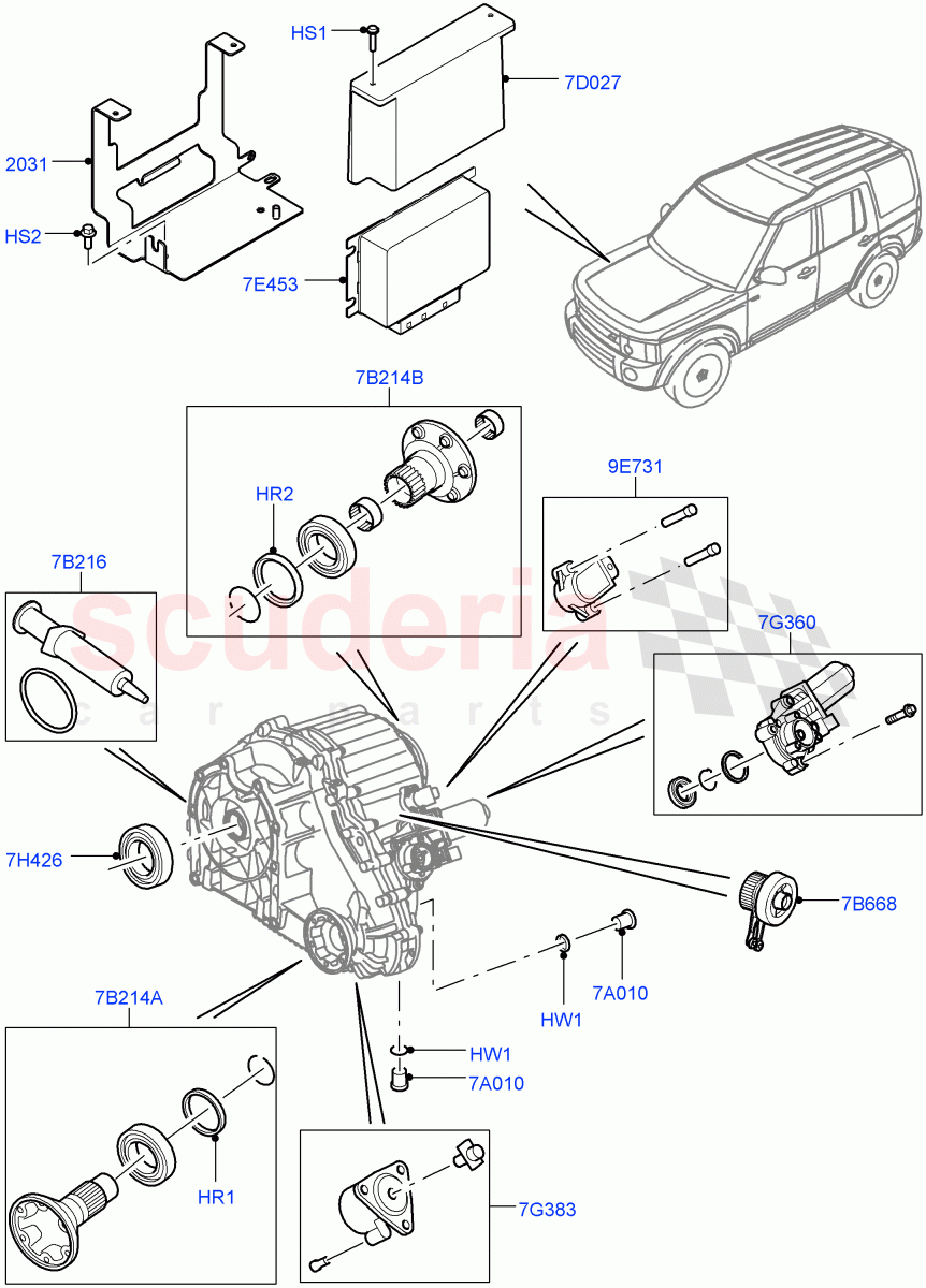 Transfer Drive Components (8 Speed Auto Trans ZF 8HP70 4WD, With 2 Spd Trans Case With Ctl Trac) ((V) FROMEA000001) of Land Rover Land Rover Discovery 4 (2010-2016) [3.0 Diesel 24V DOHC TC]