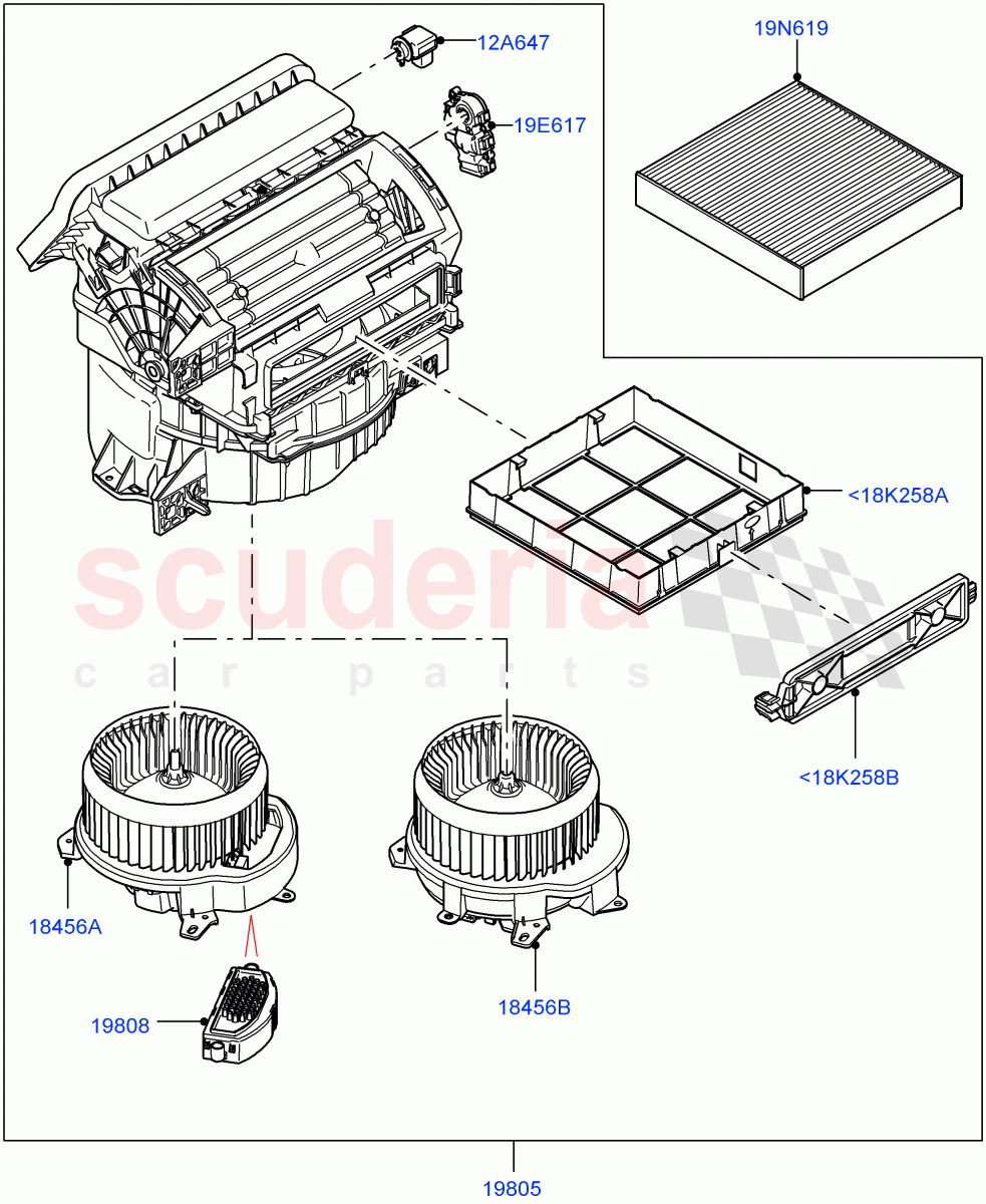 Heater/Air Con Blower And Compnts (Nitra Plant Build) ((V) FROML2426463) of Land Rover Land Rover Discovery 5 (2017+) [3.0 DOHC GDI SC V6 Petrol]