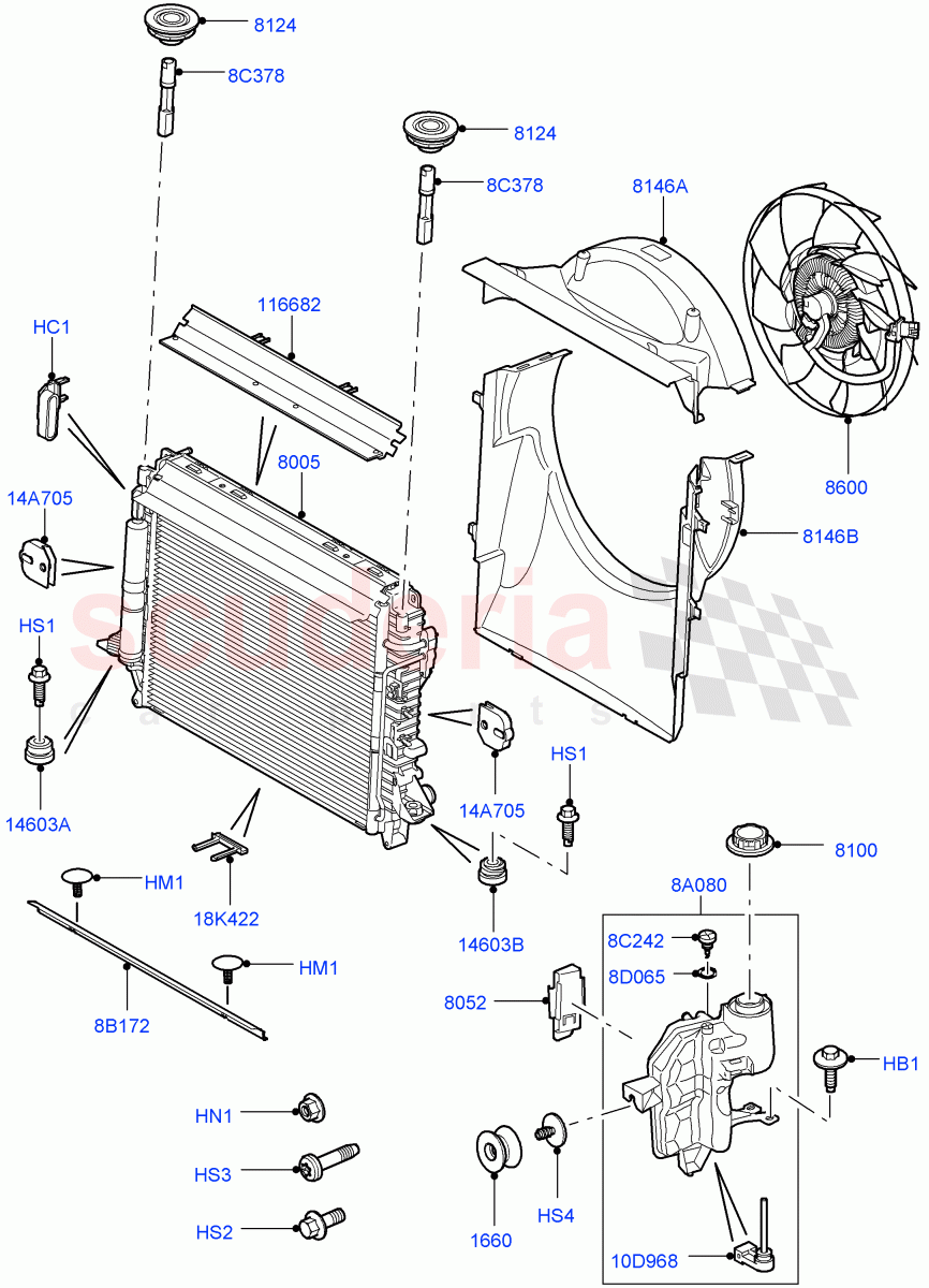Radiator/Coolant Overflow Container (Lion Diesel 2.7 V6 (140KW)) ((V) FROMAA000001) of Land Rover Land Rover Discovery 4 (2010-2016) [2.7 Diesel V6]