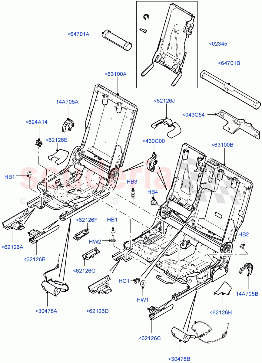 Rear Seat Base (Halewood (UK), 60/40 Load Through With Slide) ((V) TOKH999999) of Land Rover Land Rover Discovery Sport (2015+) [2.2 Single Turbo Diesel]