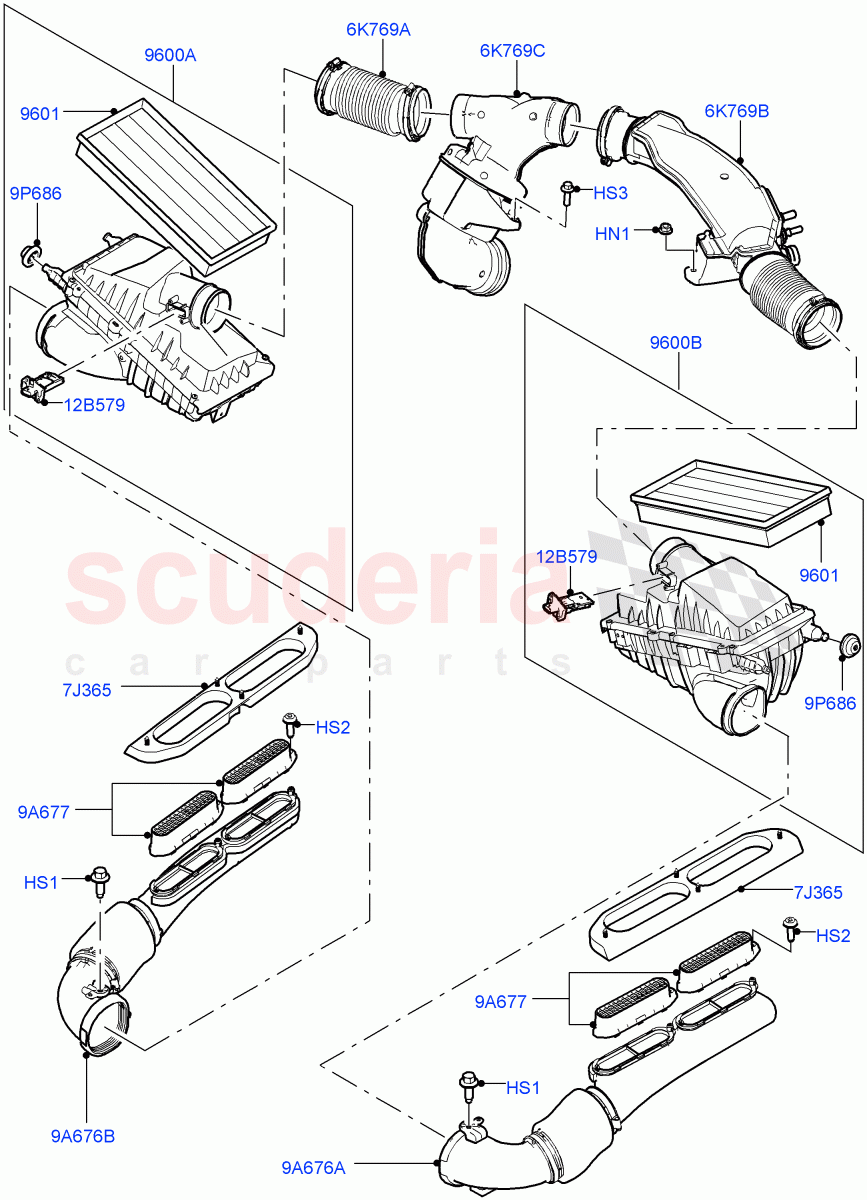 Air Cleaner (3.0L AJ20P6 Petrol High) ((V) FROMKA000001) of Land Rover Land Rover Range Rover Sport (2014+) [3.0 I6 Turbo Petrol AJ20P6]