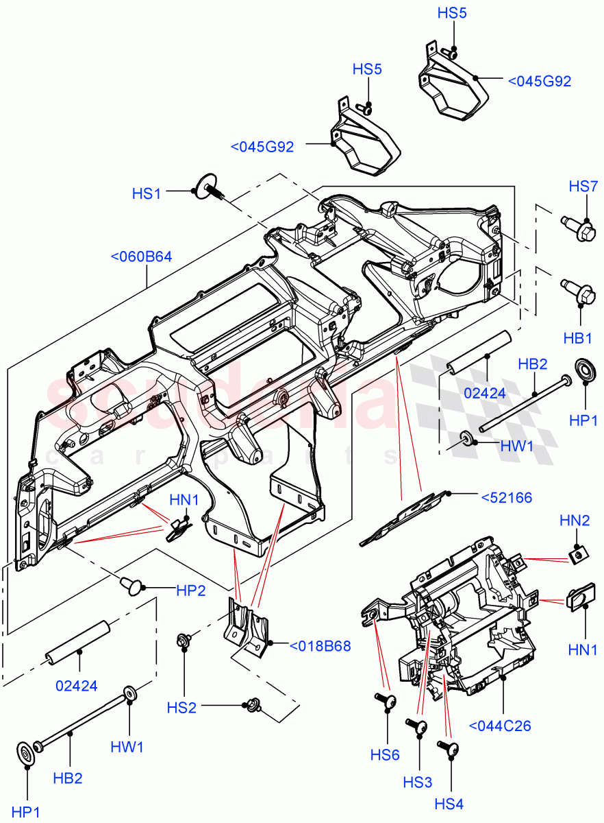 Instrument Panel (Upper, Internal Components) (Halewood (UK), Less Head Up Display) of Land Rover Land Rover Range Rover Evoque (2012-2018) [2.2 Single Turbo Diesel]