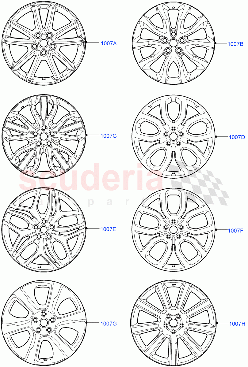 Wheels (Version - Core, Non SVR) of Land Rover Land Rover Range Rover Sport (2014+) [4.4 DOHC Diesel V8 DITC]