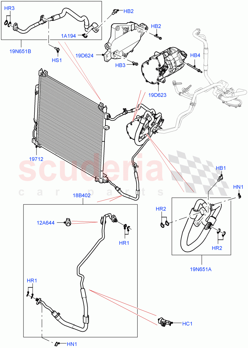 Air Conditioning Condensr/Compressr (2.0L AJ200P Hi PHEV) of Land Rover Land Rover Defender (2020+) [3.0 I6 Turbo Diesel AJ20D6]