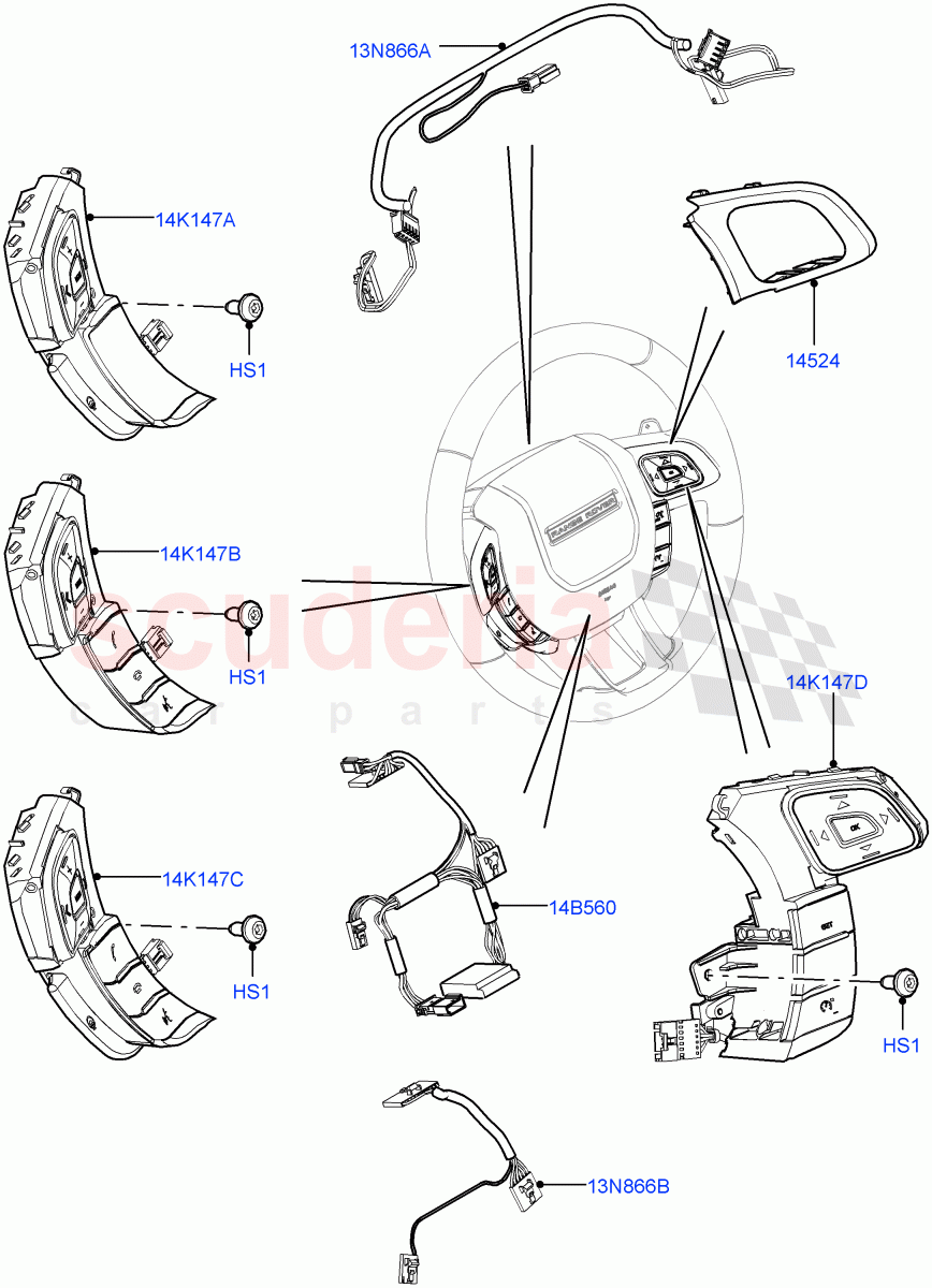 Switches (Steering Wheel) (Changsu (China)) ((V) FROMEG000001) of Land Rover Land Rover Range Rover Evoque (2012-2018) [2.2 Single Turbo Diesel]