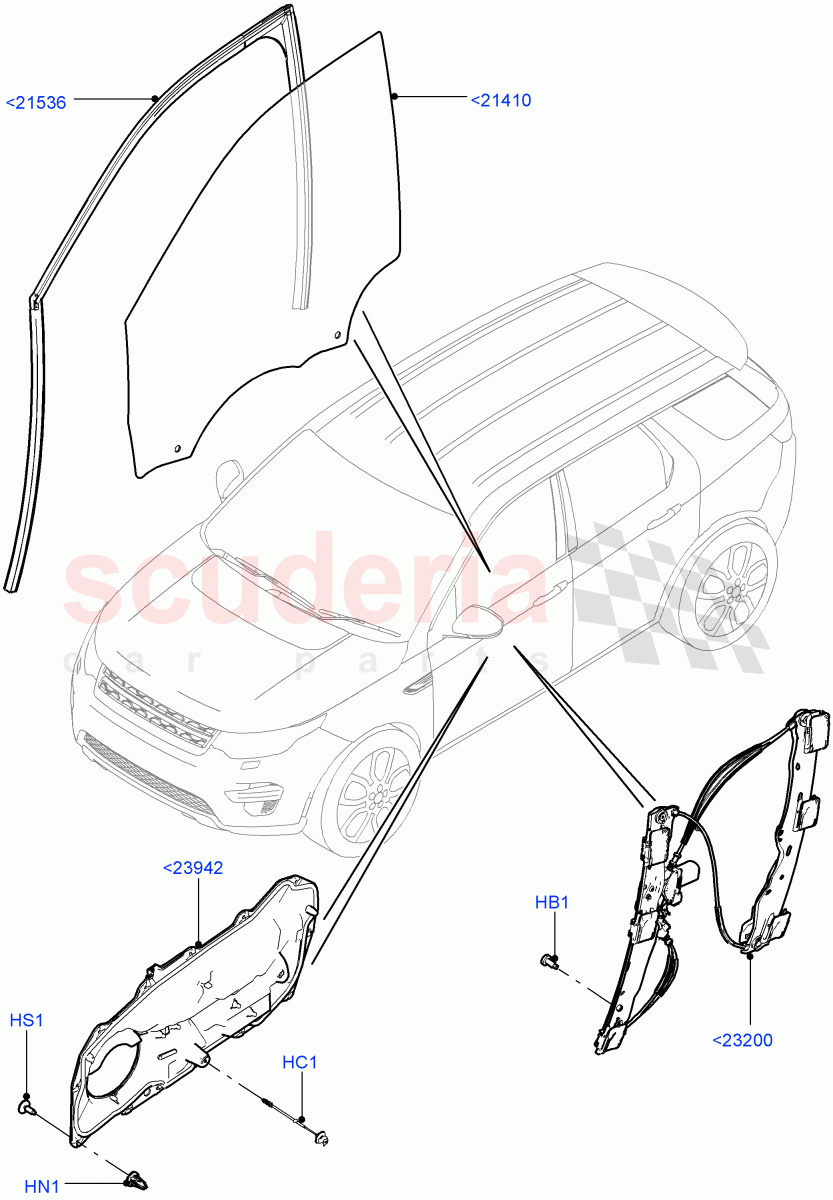 Front Door Glass & Window Controls (Halewood (UK)) of Land Rover Land Rover Discovery Sport (2015+) [2.0 Turbo Petrol AJ200P]