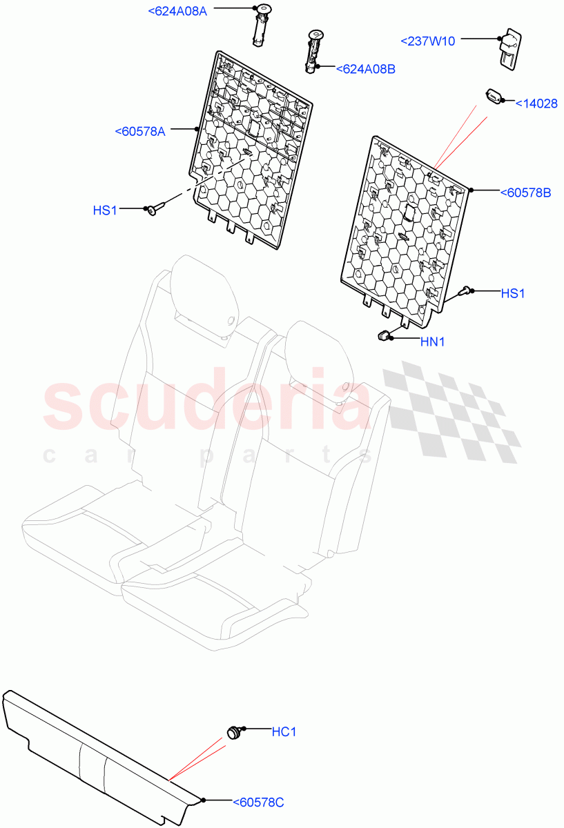 Rear Seat Back (Row 3, Solihull Plant Build) (Version - Core, With 7 Seat Configuration) ((V) FROMHA000001) of Land Rover Land Rover Discovery 5 (2017+) [3.0 I6 Turbo Petrol AJ20P6]
