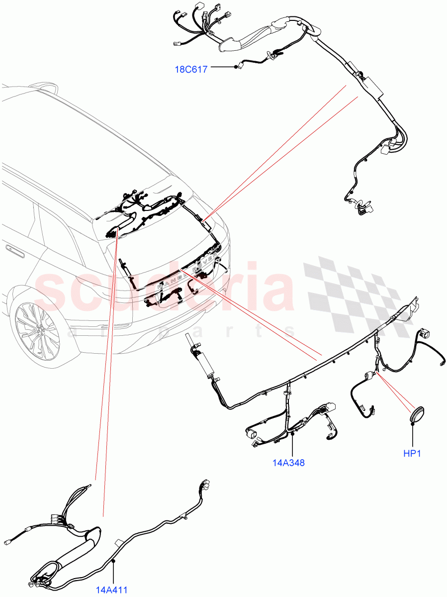 Electrical Wiring - Body And Rear (Tailgate) of Land Rover Land Rover Range Rover Velar (2017+) [2.0 Turbo Diesel AJ21D4]