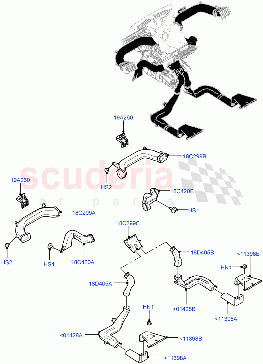 Air Vents, Louvres And Ducts (Internal Components) (Changsu (China), Less Head Up Display) ((V) FROMFG000001) of Land Rover Land Rover Discovery Sport (2015+) [2.0 Turbo Petrol AJ200P]