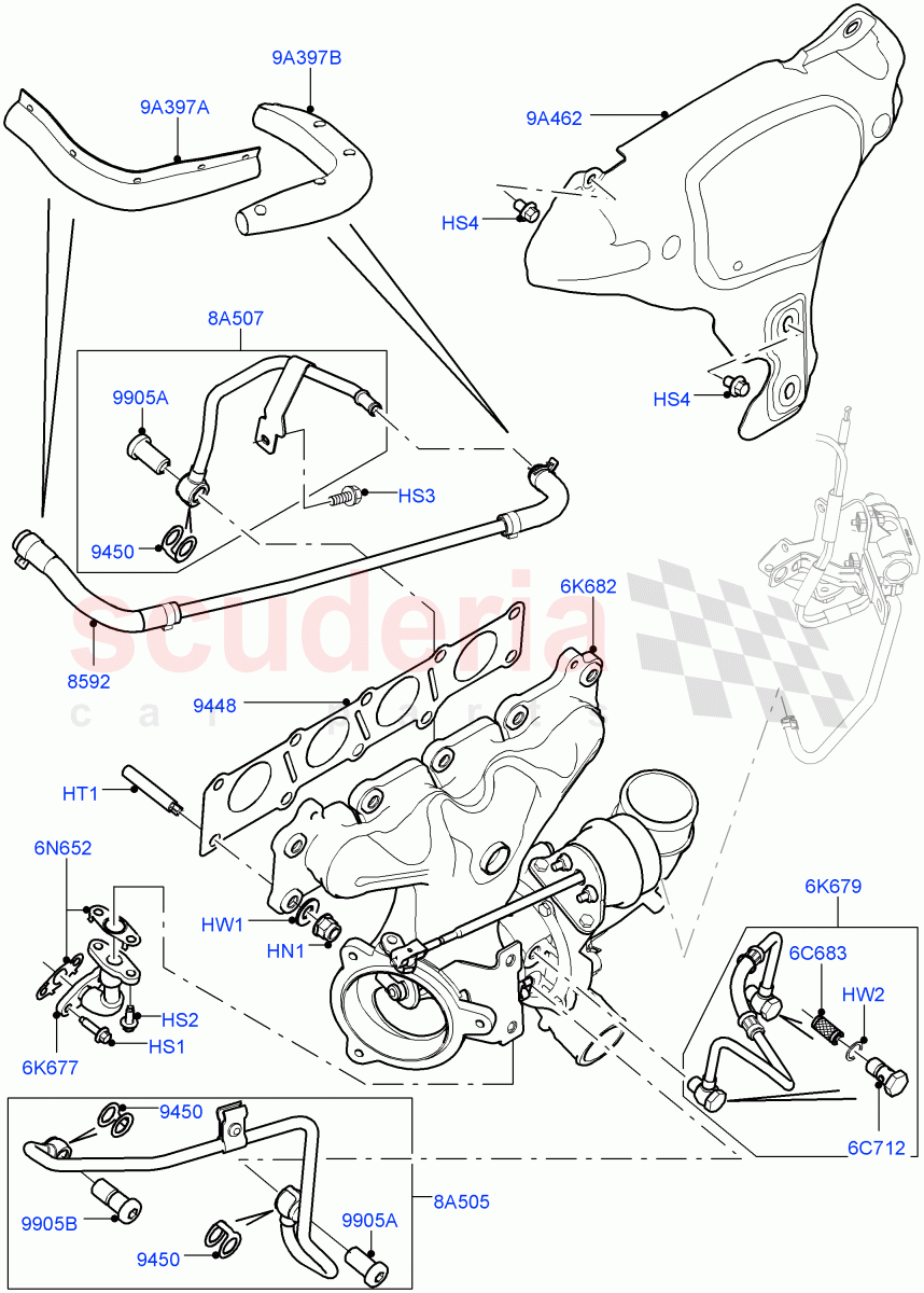 Turbocharger (2.0L 16V TIVCT T/C Gen2 Petrol, Halewood (UK)) ((V) FROMEH000001) of Land Rover Land Rover Range Rover Evoque (2012-2018) [2.0 Turbo Petrol GTDI]
