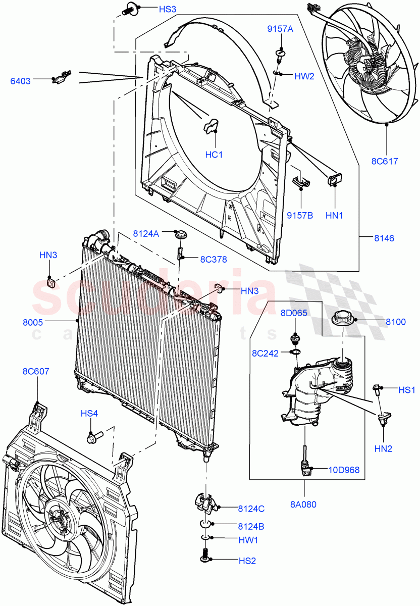 Radiator/Coolant Overflow Container (Main Unit) (5.0L OHC SGDI SC V8 Petrol - AJ133, 5.0 Petrol AJ133 DOHC CDA, 5.0L P AJ133 DOHC CDA S/C Enhanced) of Land Rover Land Rover Range Rover Sport (2014+) [5.0 OHC SGDI SC V8 Petrol]