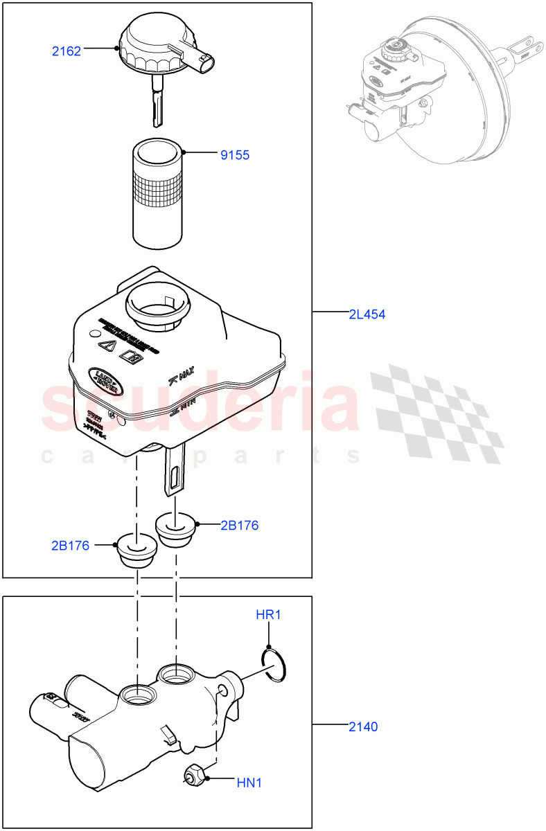 Master Cylinder - Brake System (Solihull Plant Build) ((V) FROMHA000001) of Land Rover Land Rover Discovery 5 (2017+) [3.0 I6 Turbo Petrol AJ20P6]