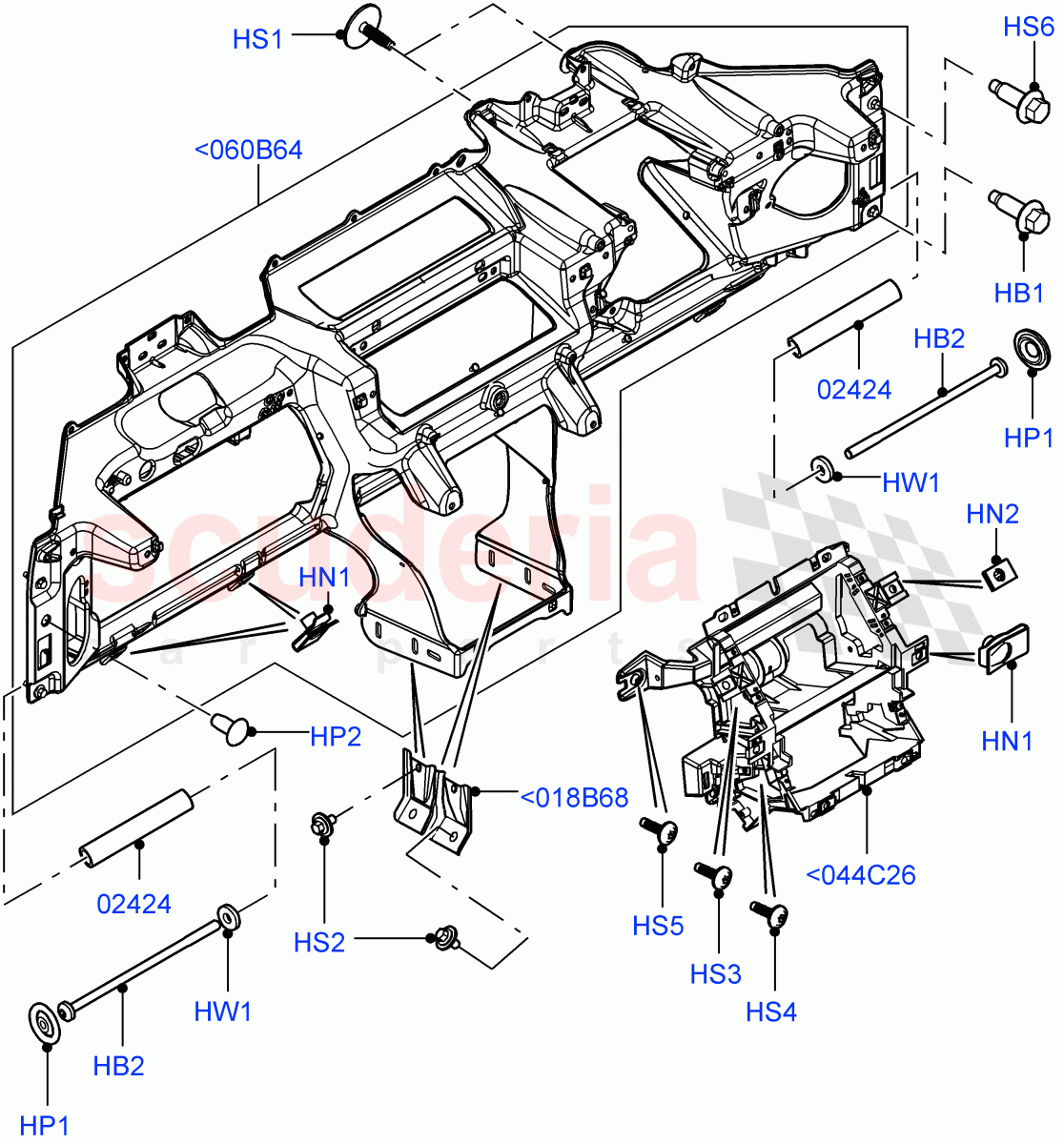 Instrument Panel (Upper, Internal Components) (Itatiaia (Brazil), Less Head Up Display) ((V) FROMGT000001) of Land Rover Land Rover Range Rover Evoque (2012-2018) [2.2 Single Turbo Diesel]