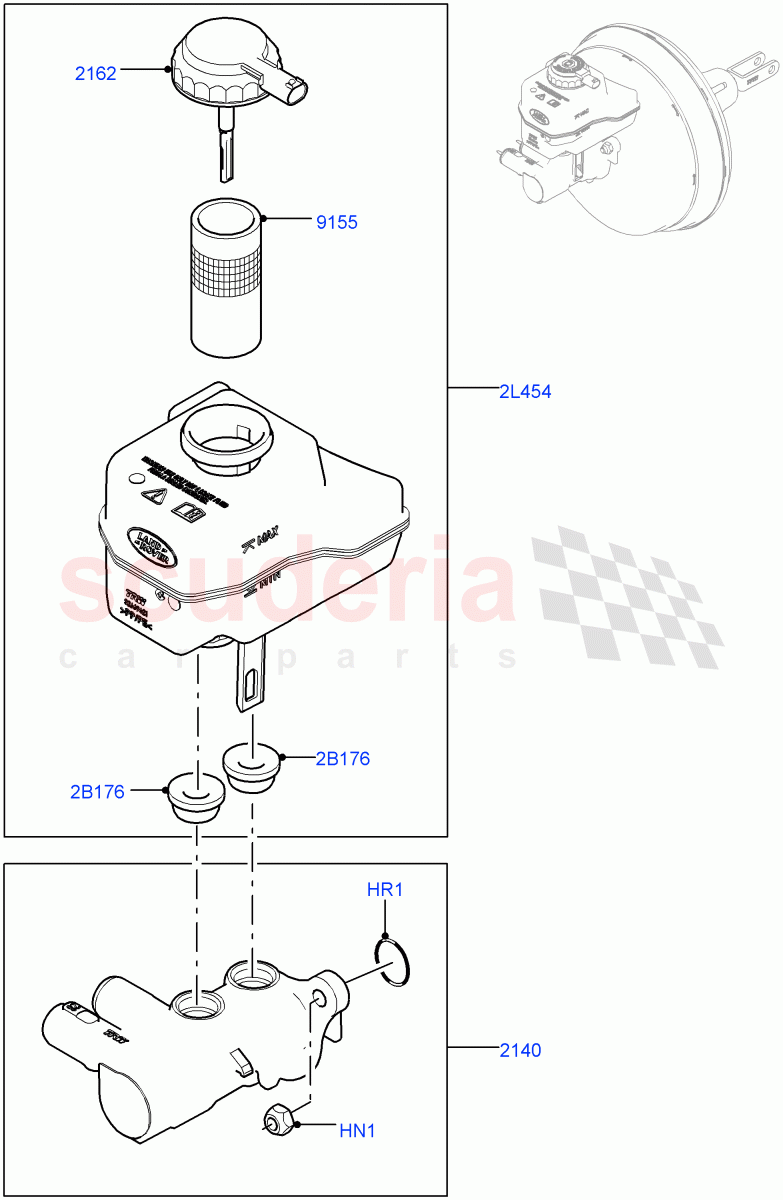 Master Cylinder - Brake System (2.0L 16V TIVCT T/C 240PS Petrol, 3.0L DOHC GDI SC V6 PETROL, 5.0L OHC SGDI SC V8 Petrol - AJ133, 2.0L I4 High DOHC AJ200 Petrol, 5.0 Petrol AJ133 DOHC CDA, 5.0L P AJ133 DOHC CDA S/C Enhanced, With Diesel Engines, 3.0L AJ20P6 Petrol High) of Land Rover Land Rover Range Rover Sport (2014+) [5.0 OHC SGDI SC V8 Petrol]