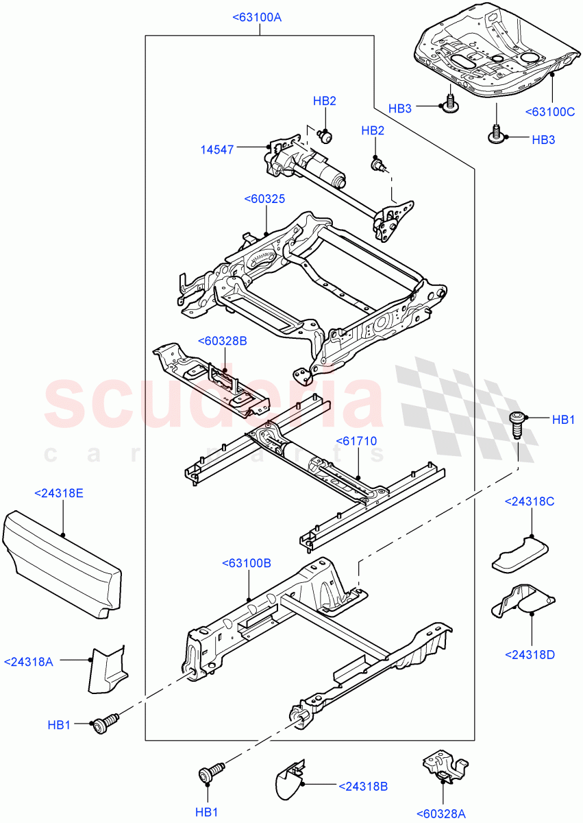 Front Seat Base (Electric Front Seat Adj Non Memory) ((V) TO9A999999) of Land Rover Land Rover Range Rover Sport (2005-2009) [4.4 AJ Petrol V8]