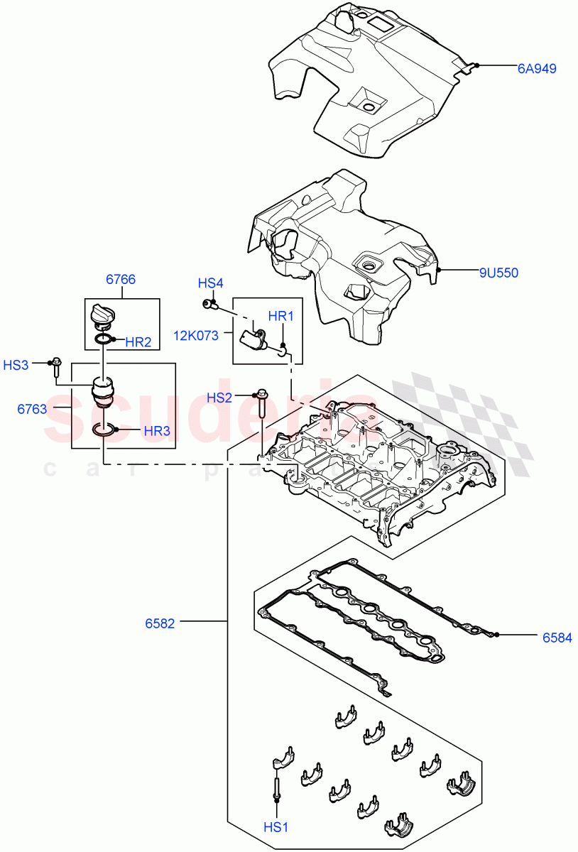 Cylinder Head Cover (2.0L AJ20P4 Petrol Mid PTA, Changsu (China)) of Land Rover Land Rover Discovery Sport (2015+) [2.0 Turbo Petrol AJ200P]