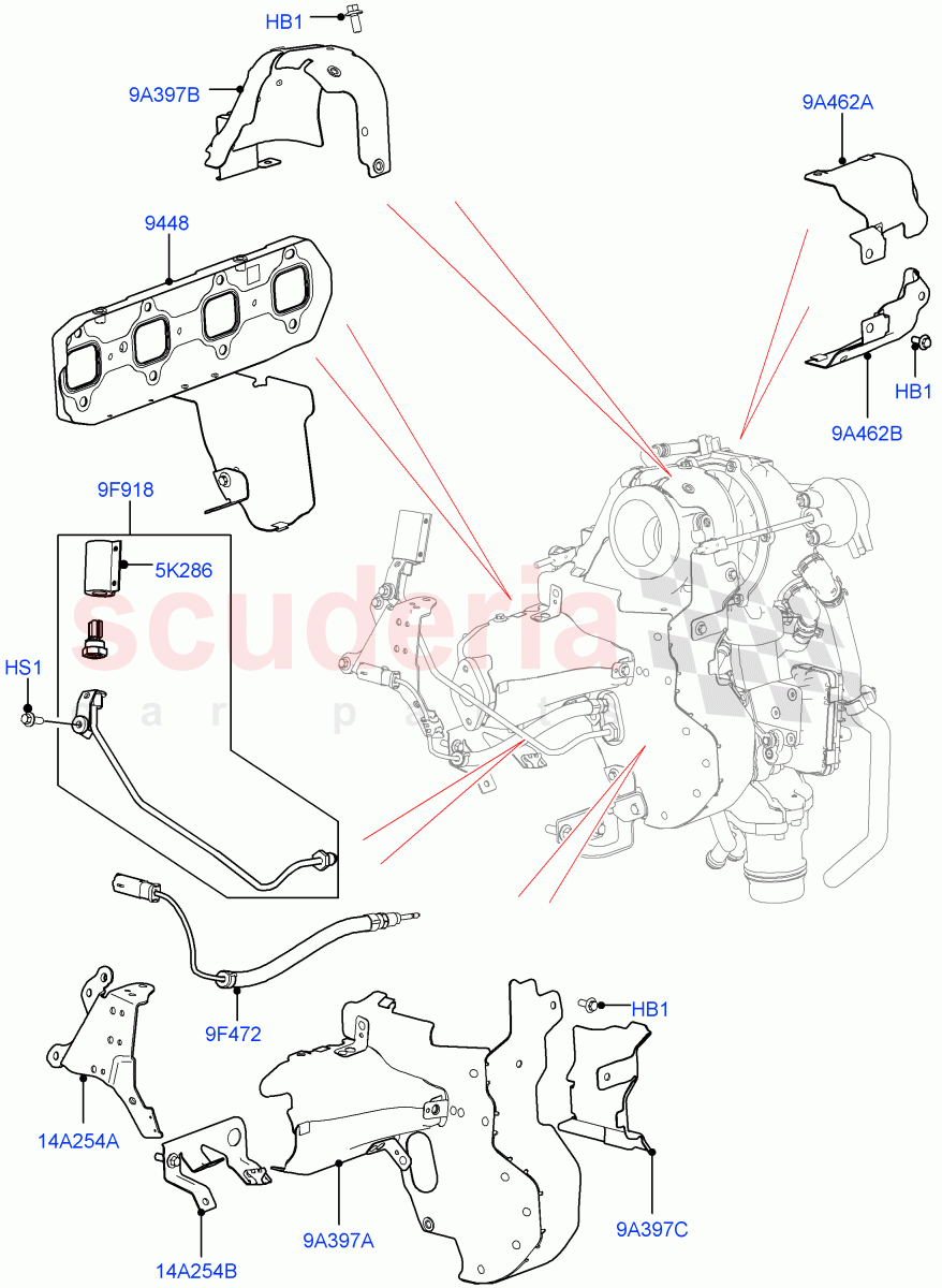 Turbocharger (Turbocharger Related Parts) (2.0L I4 DSL HIGH DOHC AJ200) of Land Rover Land Rover Range Rover Velar (2017+) [2.0 Turbo Diesel]