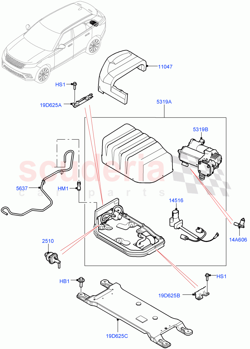 Air Suspension Compressor And Lines (With Four Corner Air Suspension) ((V) FROMMA000001) of Land Rover Land Rover Range Rover Velar (2017+) [2.0 Turbo Diesel AJ21D4]