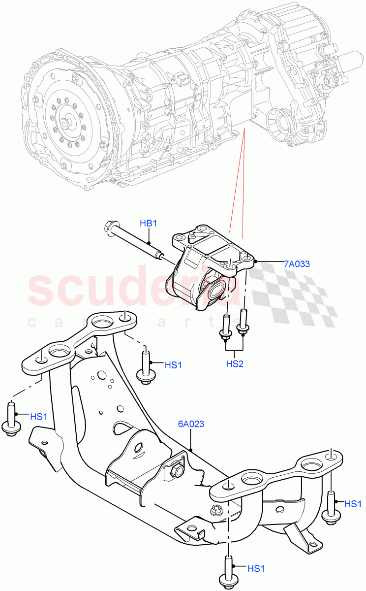 Transmission Mounting (2.0L AJ200P Hi PHEV) ((V) FROMJA000001) of Land Rover Land Rover Range Rover (2012-2021) [3.0 DOHC GDI SC V6 Petrol]