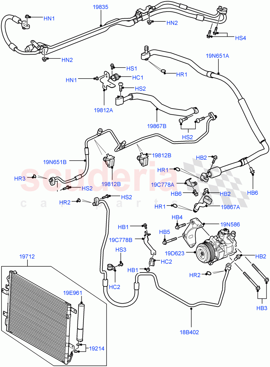 Air Conditioning Condensr/Compressr (3.6L V8 32V DOHC EFi Diesel Lion) ((V) FROMAA000001) of Land Rover Land Rover Range Rover (2010-2012) [5.0 OHC SGDI NA V8 Petrol]