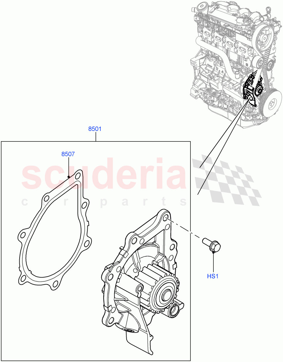 Water Pump (2.2L DOHC EFI TC DW12, 2.2L CR DI 16V Diesel) of Land Rover Land Rover Range Rover Evoque (2012-2018) [2.2 Single Turbo Diesel]