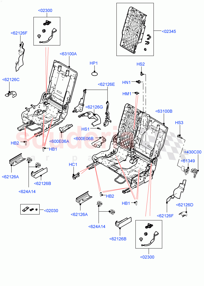 Rear Seat Base (60/40 Load Through With Slide) of Land Rover Land Rover Defender (2020+) [5.0 OHC SGDI SC V8 Petrol]