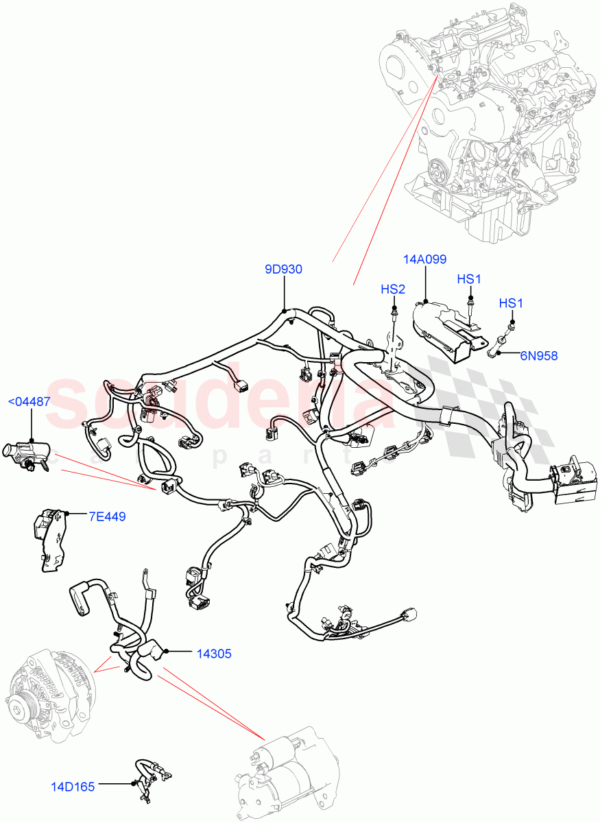 Electrical Wiring - Engine And Dash (3.0 V6 D Gen2 Mono Turbo) ((V) FROMFA000001) of Land Rover Land Rover Range Rover Sport (2014+) [3.0 I6 Turbo Diesel AJ20D6]