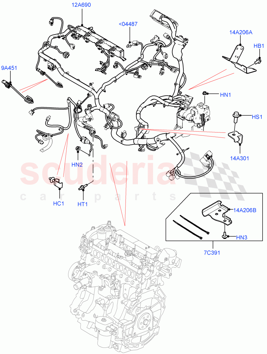 Electrical Wiring - Engine And Dash (Engine) (2.0L I4 DSL MID DOHC AJ200, Halewood (UK), 2.0L I4 DSL HIGH DOHC AJ200) ((V) FROMGH000001, (V) TOHH999999) of Land Rover Land Rover Discovery Sport (2015+) [2.2 Single Turbo Diesel]