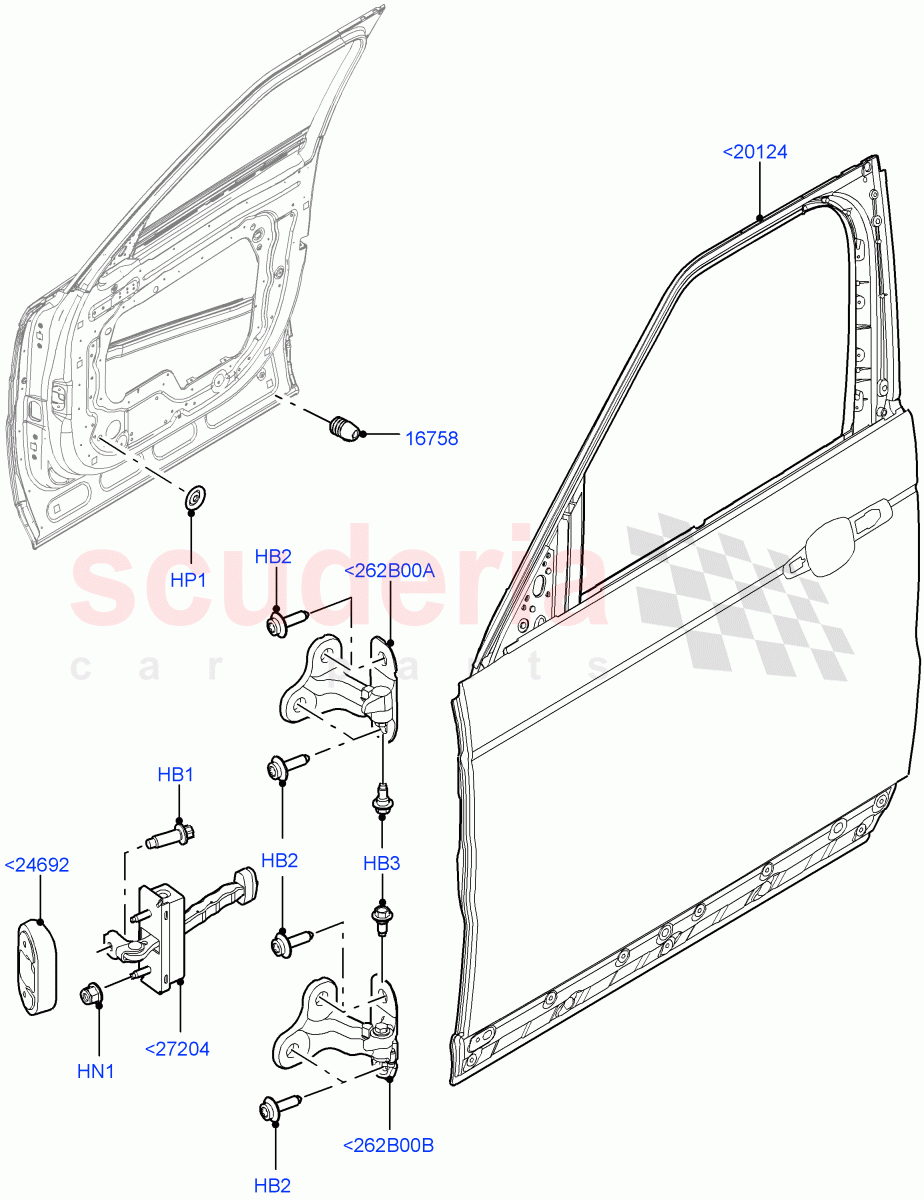 Front Doors, Hinges & Weatherstrips (Door And Fixings) of Land Rover Land Rover Range Rover Sport (2014+) [3.0 I6 Turbo Diesel AJ20D6]